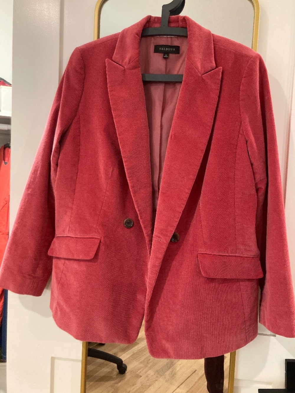Talbots Blazer Corduroy Barbie Pink Womens Size 12 Corpwear Office Siren Career